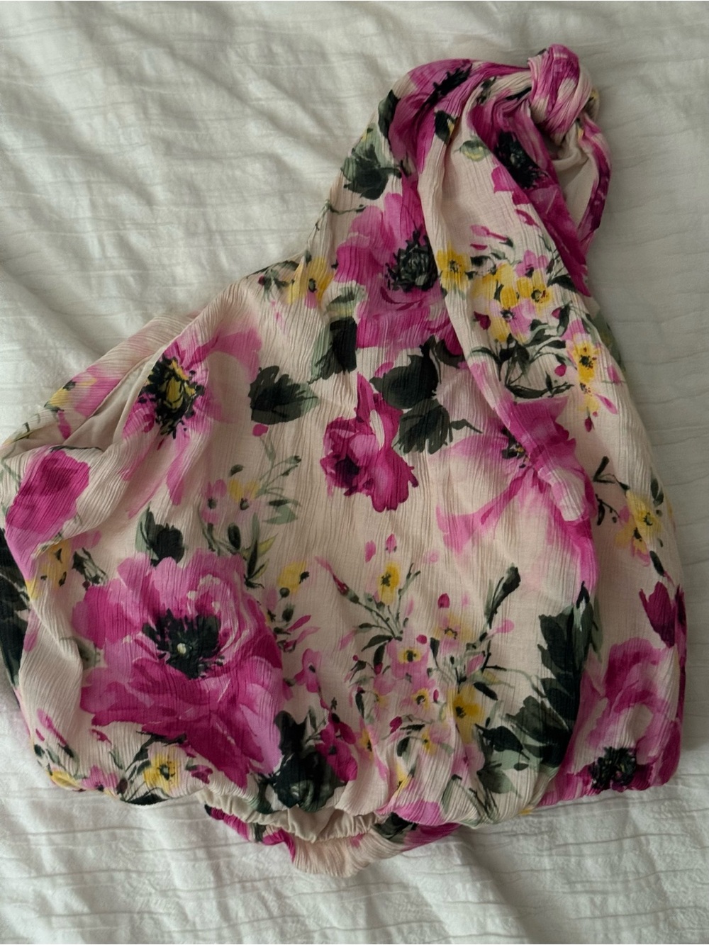 Abercrombie & Fitch Pink Floral Asymmetrical Top